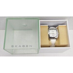 New Gorgeous Women's Skagen Watch 556SSLP Abalone White Silver 30mm